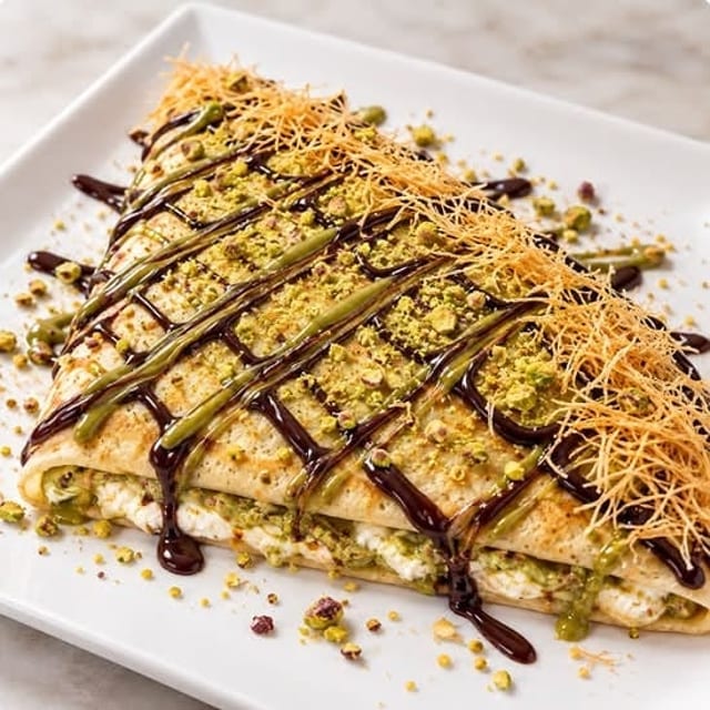 Dubai Pistachio Cheesecake Crepe.