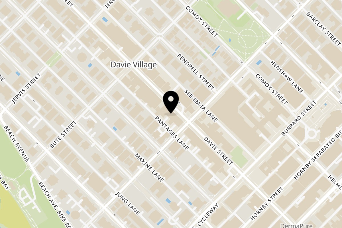 Map showing the location of theVenti Coffee vancouver on 1118 Davie Street in Vancouver