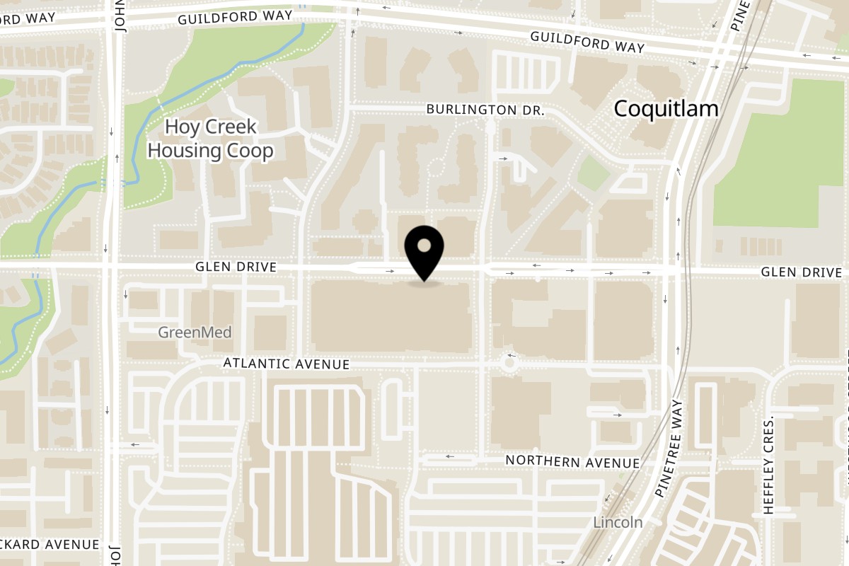 Map showing the location of theVenti Coffee Coquitlam on 2972 Glen Drive in Coquitlam